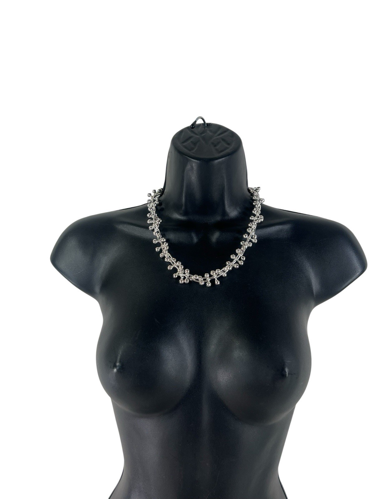 white copper silver tone DNA ball bead necklace wears like sterling sz 18in