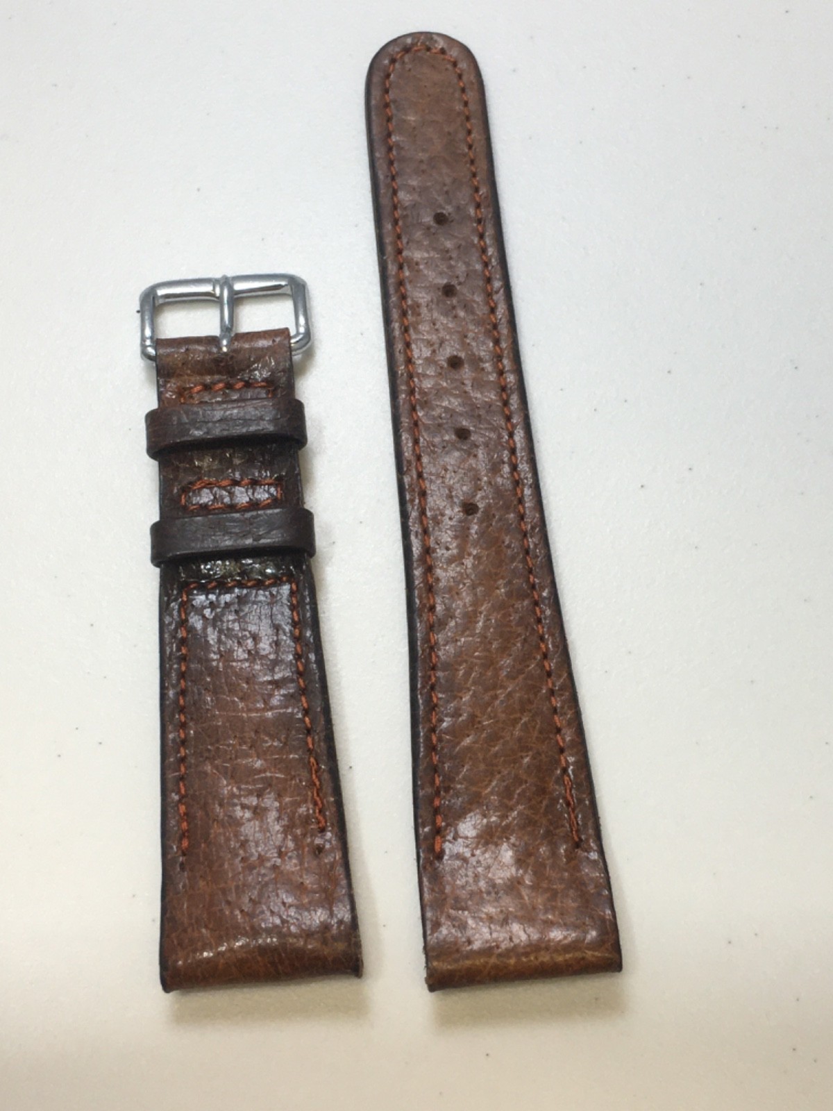 Vintage Pigskin Leather Watch Strap British Hand Made 1950s Open End 19mm N.O.S.