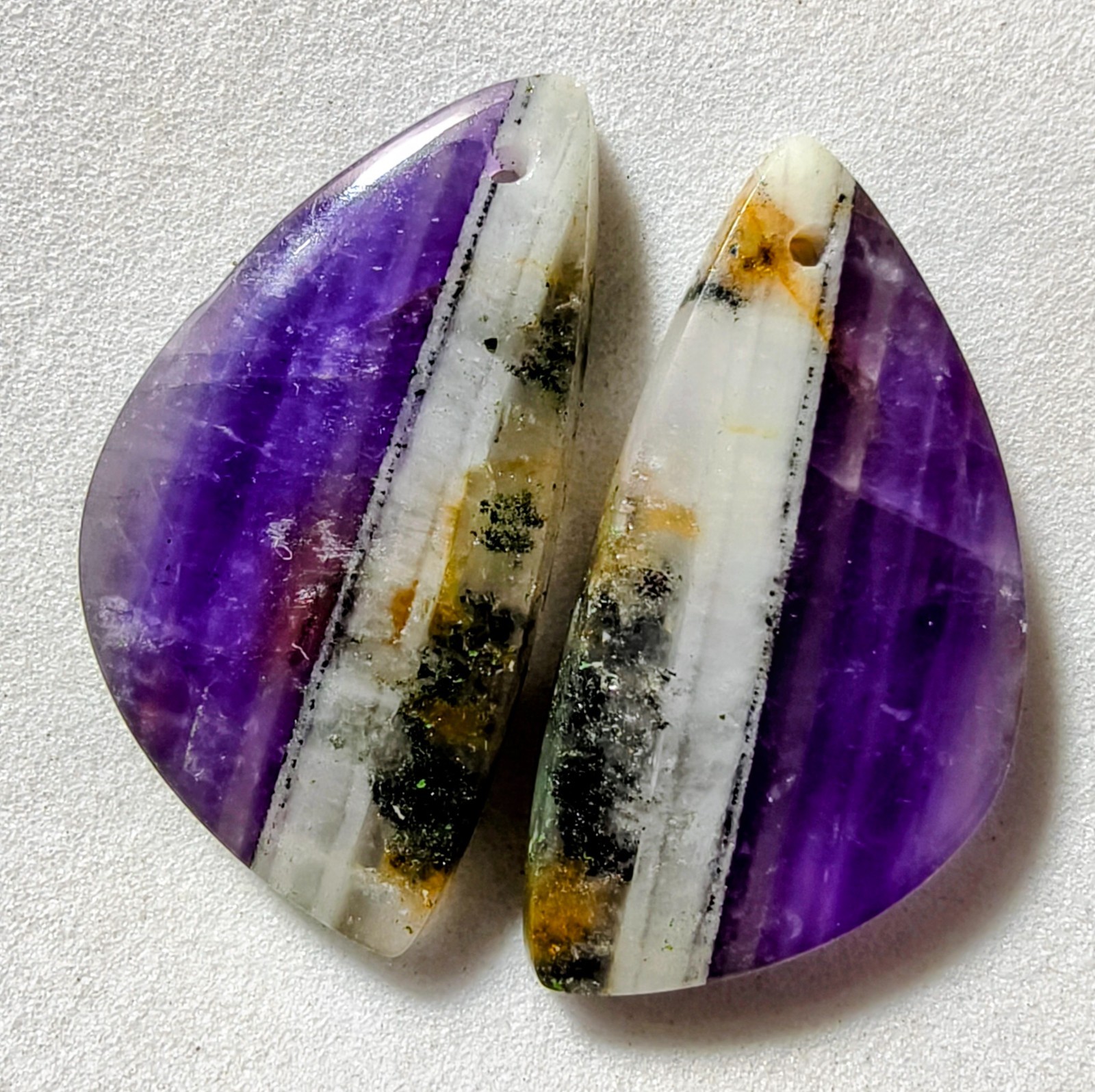 33 Cts Natural Amethyst Drilled Pair Cabochon Gemstone For Earrings 29.5×15.4 MM