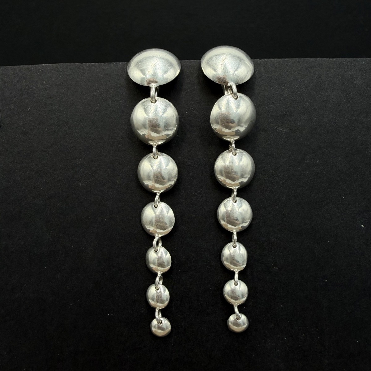 Vintage Sterling Silver 925 Modernist Bubble Dangle Earrings Ukraine Modern