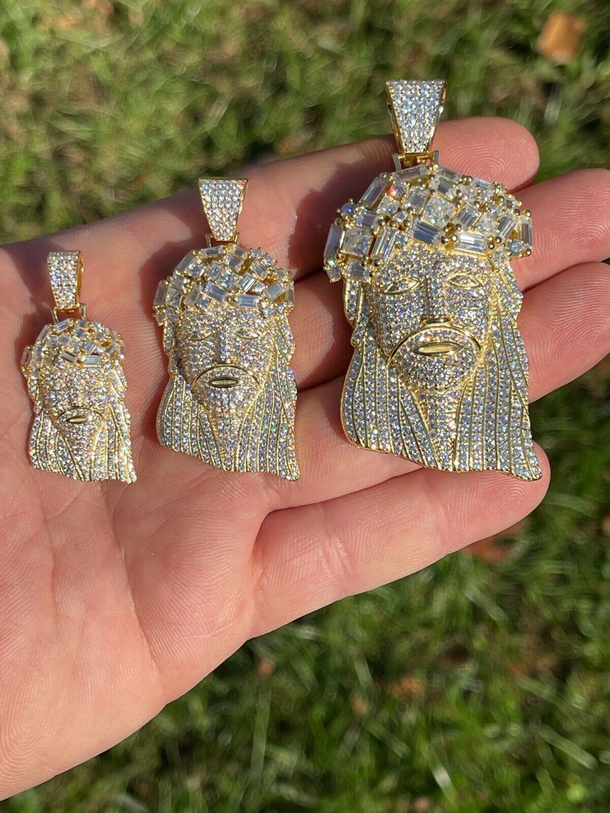 Iced Baguette MOISSANITE Gold Plated Jesus Piece Pendant Passes Test Out Hip Hop
