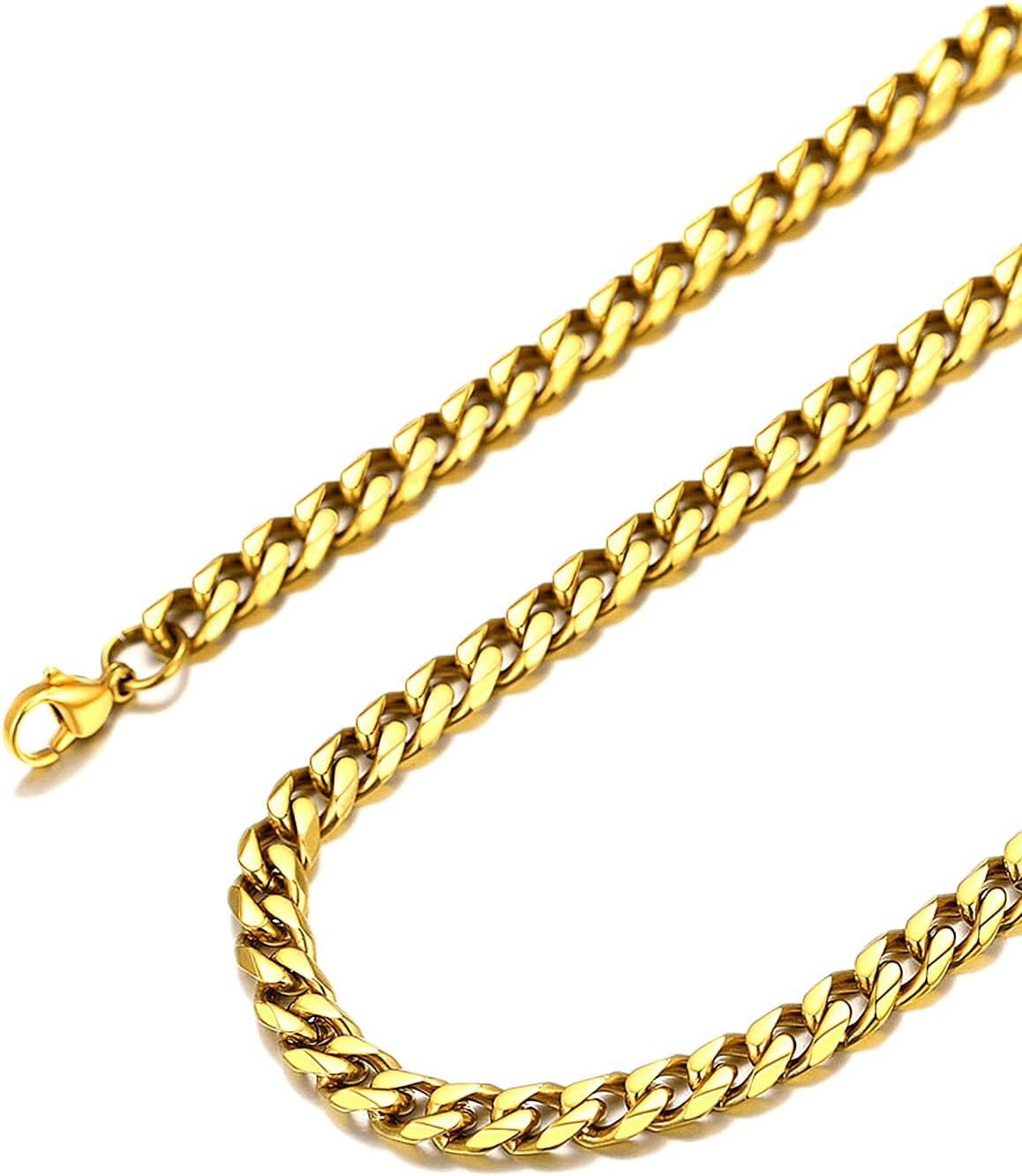 18-40MEN Stainless Steel 3/4/5/6/8Mm Gold Plated Miami Cuban Chain Necklace*155