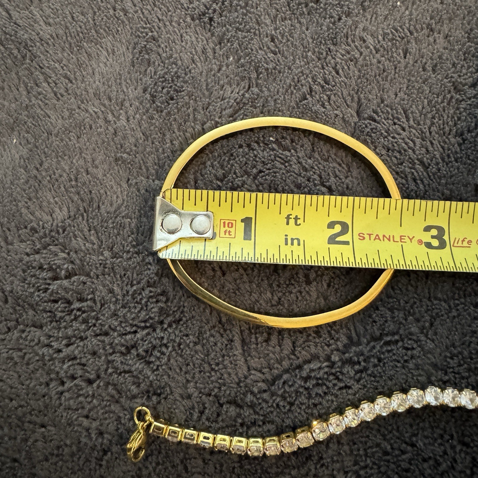 New Lot of 3 Gold Tone Bracelets Cable Cuff Crystal Tennis Hinged Bangle Set