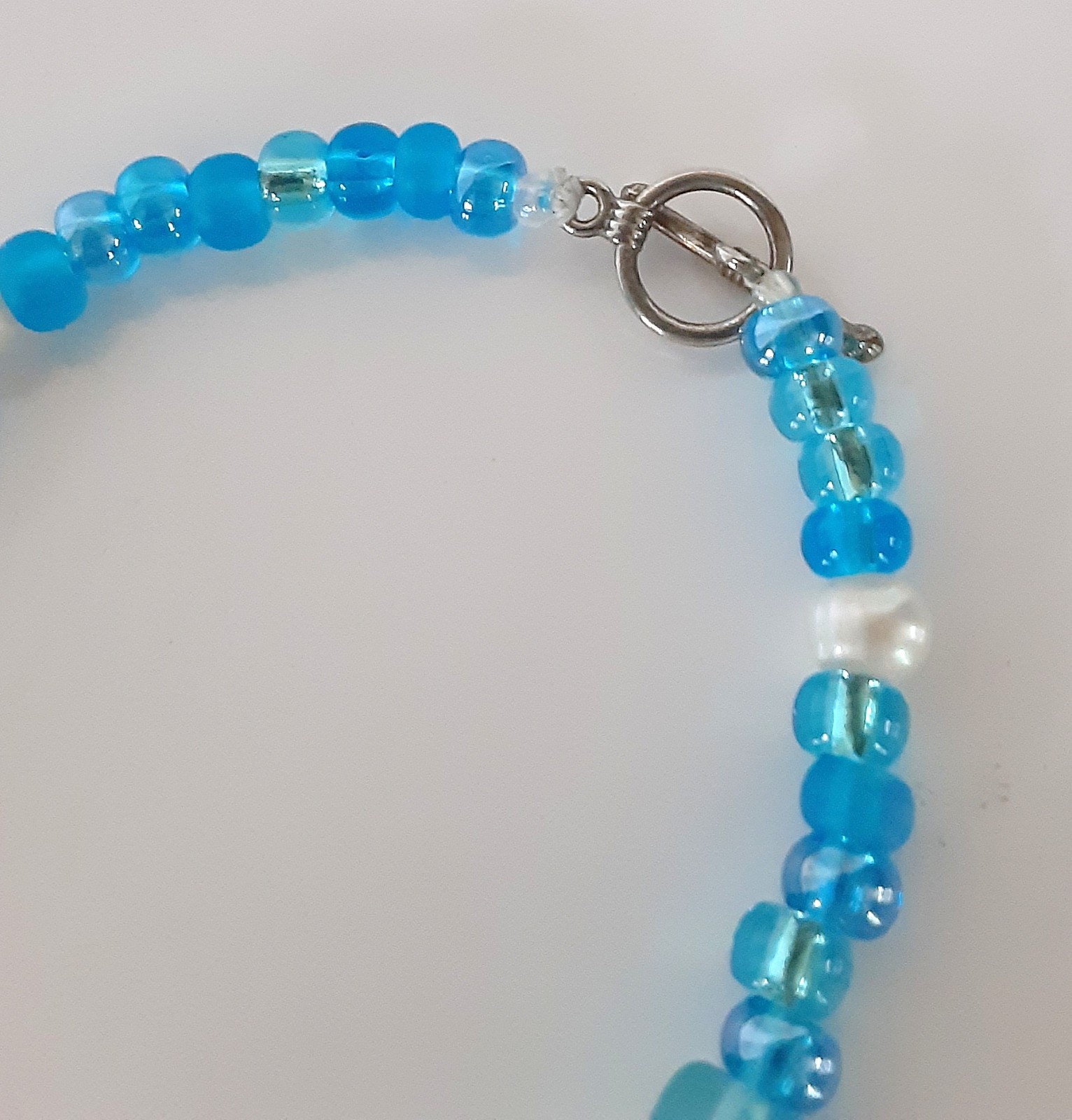 Handmade Sister Friends Sea Glass Nautical Charm Beaded Ankle Bracelet Set