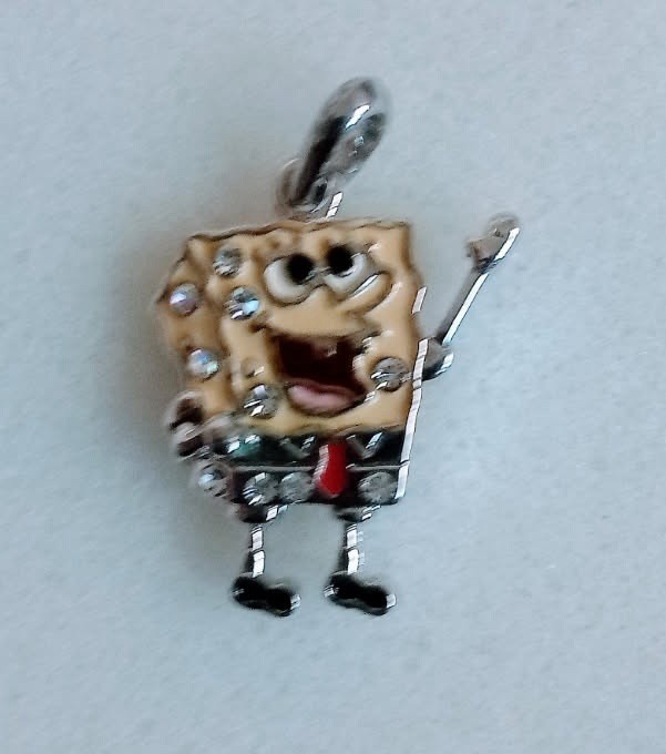 SpongeBob SquarePants Dangling Legs Enamel And Rhinestone Silver Tone Pendant P1