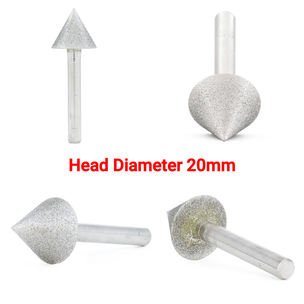 60 Degrees Diamond Tapered Grinding Head Rotary Burrs CNC Router Bits Grit 150