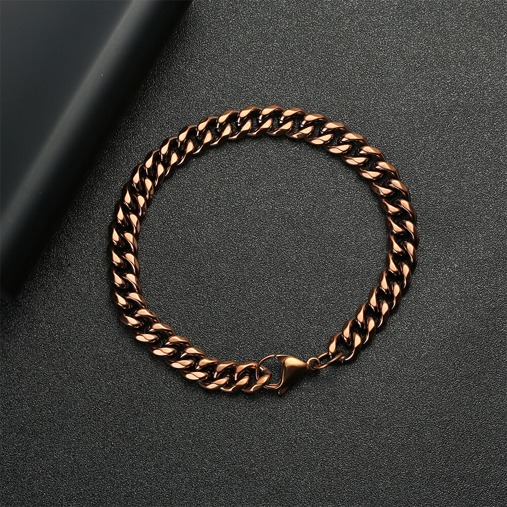 Stainless Steel Necklaces For Men Women Cuban Link Brown Basic Jewelry