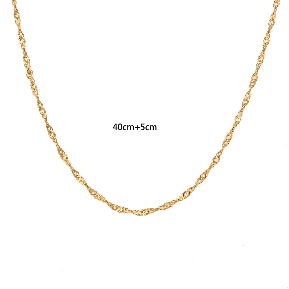 Gold Plated Bracelet Water Wave Stainless Steel Chain Polished Finish Jewelry