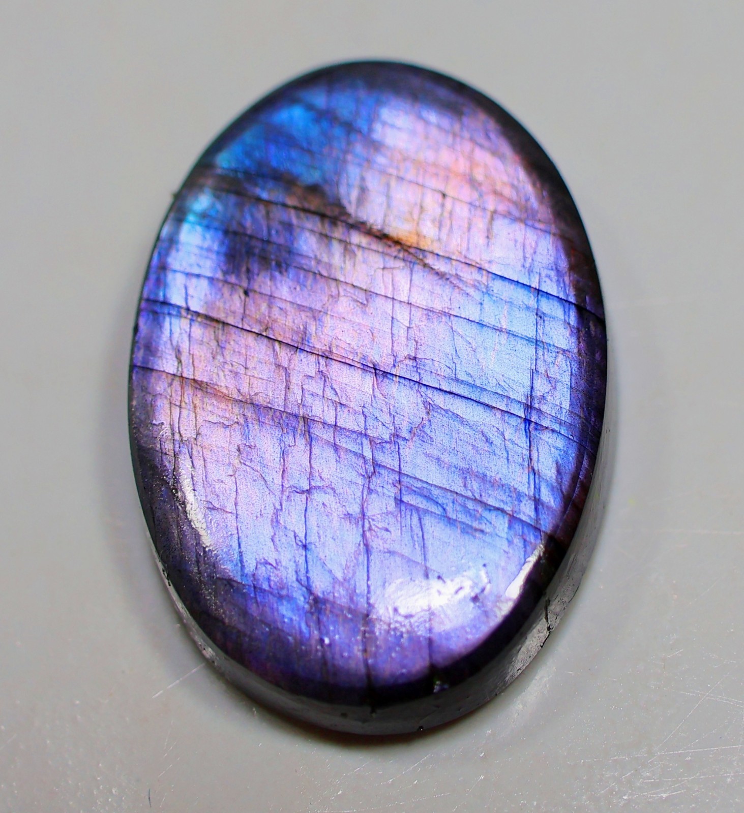 26 Ct 5X18X26 mm Natural Purple Fire Labradorite Oval Cabochon Gemstone SE-01
