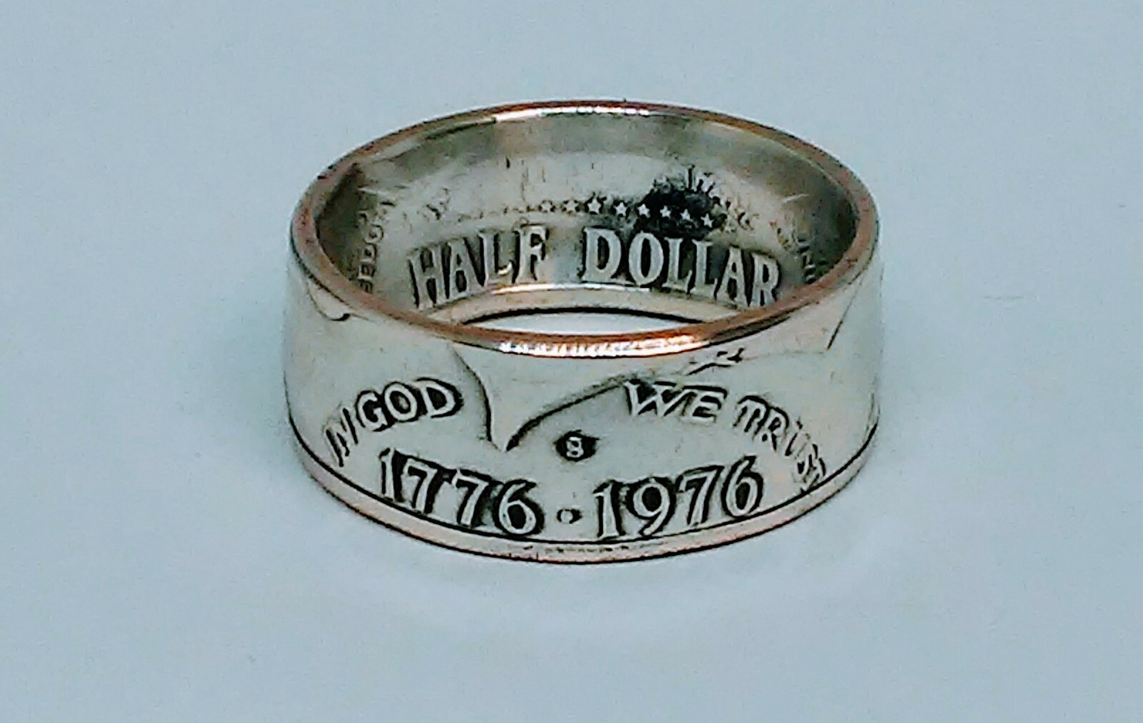“Sealed”Coin ring made from 1976 JFK BICENTENNIAL US SILVER HALF DOLLAR sz 7-15