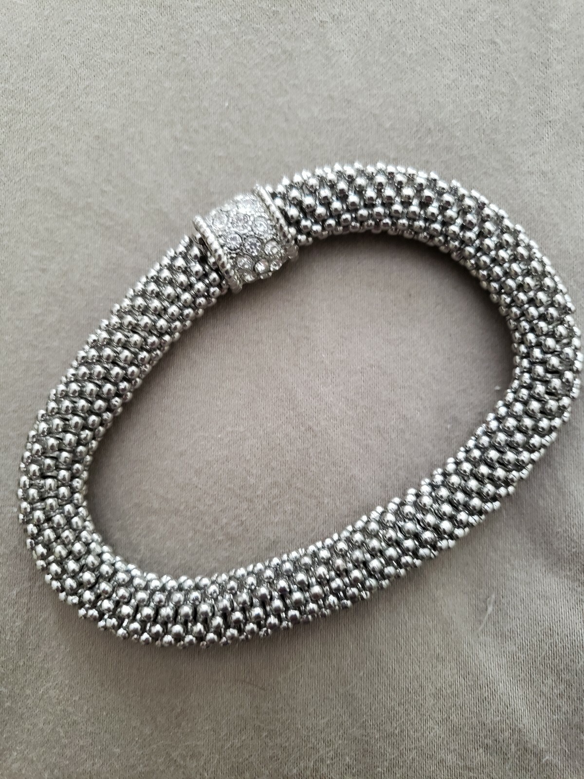 Unique Elastic Stretch Silver Tone Rhinestones Roundelle Spacer Bracelet Lot 23
