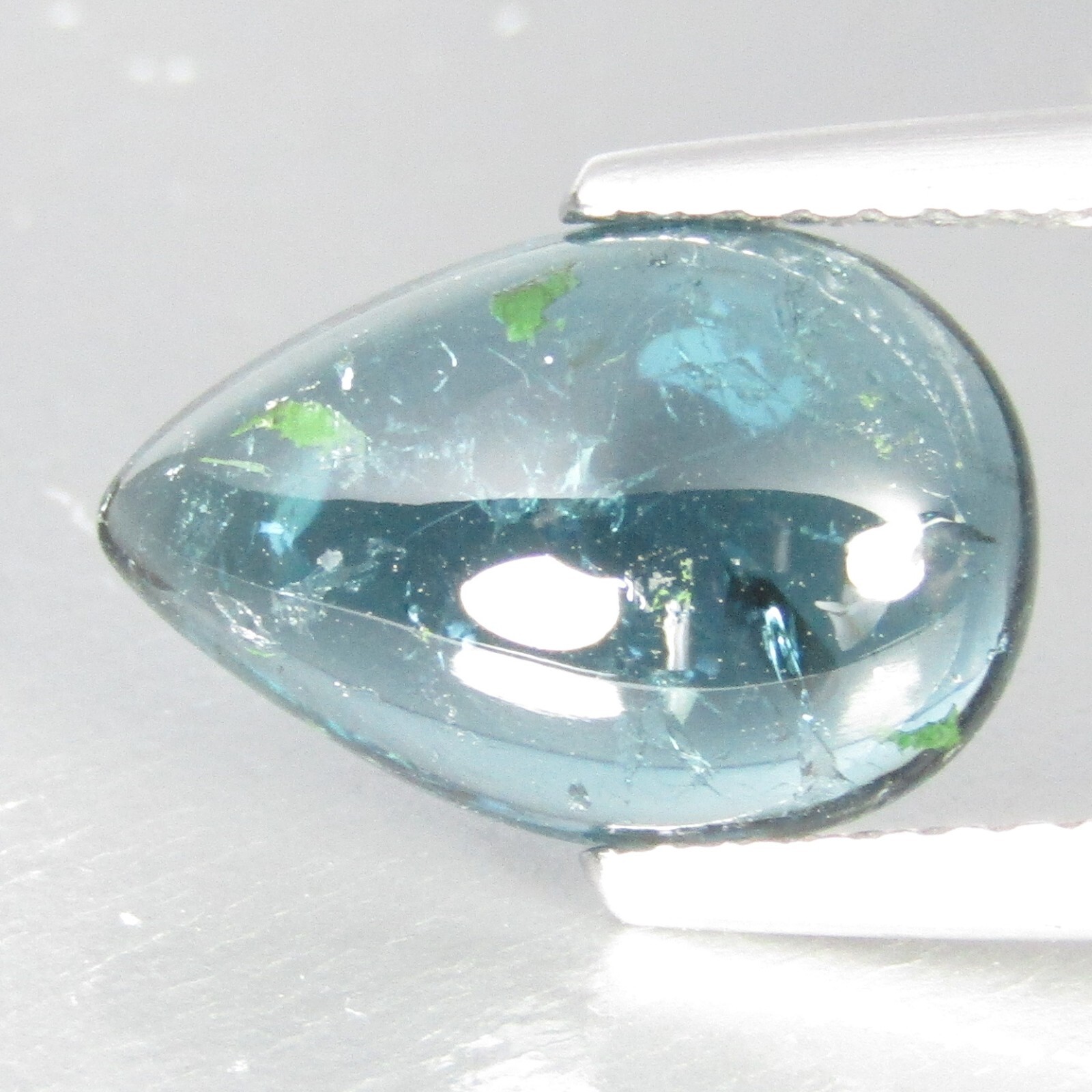 2.50Cts Shimmering Natural Blue Tourmaline Pear Cabochon Mozambique Gemstone
