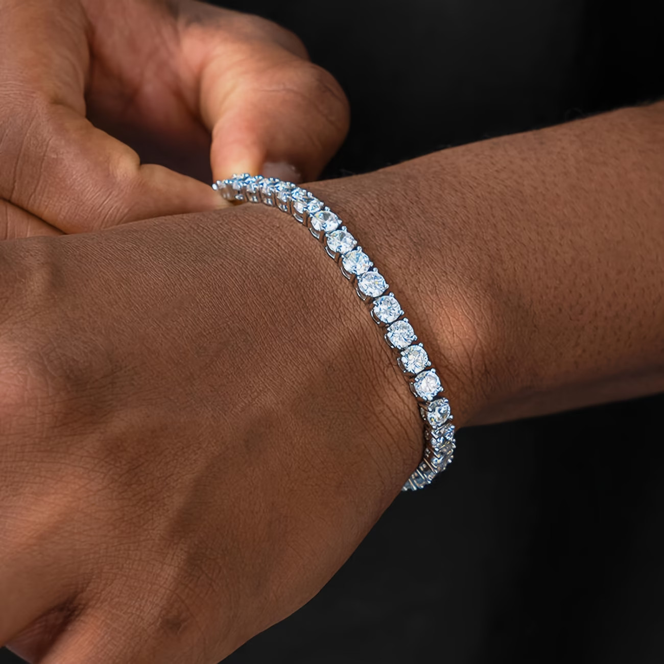 Tennis Bracelet 17.0 Ct Luxury 5mm Clear Sapphire 7.75″ L 18k White Gold Plated