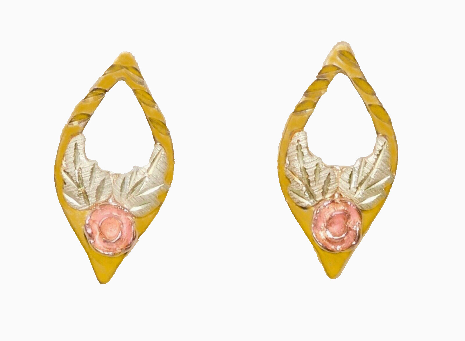 Black Hills Gold 10k 12k Etched Rose Earrings