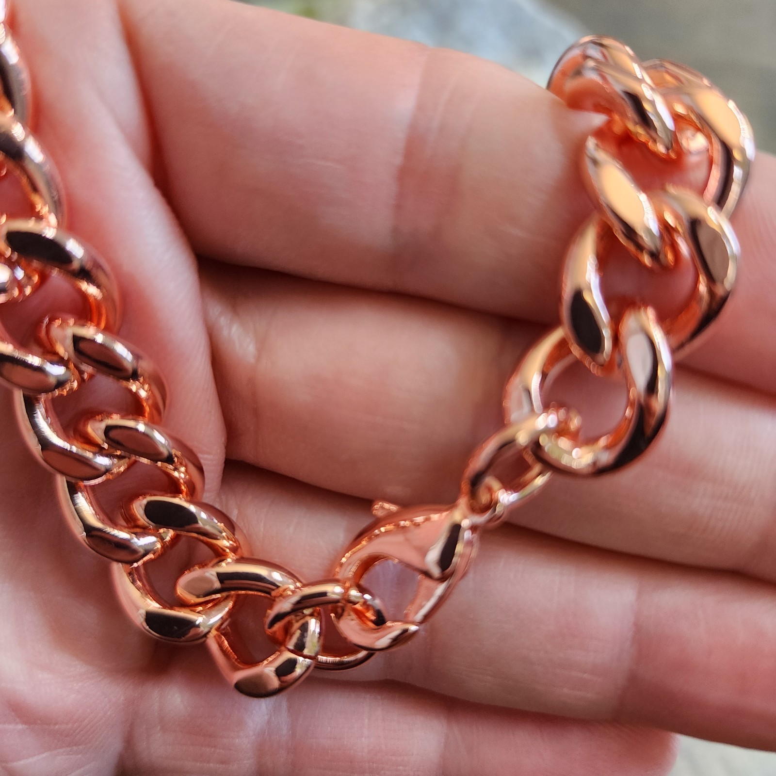 Pure Copper Cuban Chain Necklace – 12 mm Heavy Cuban Link Chain 22″-24″