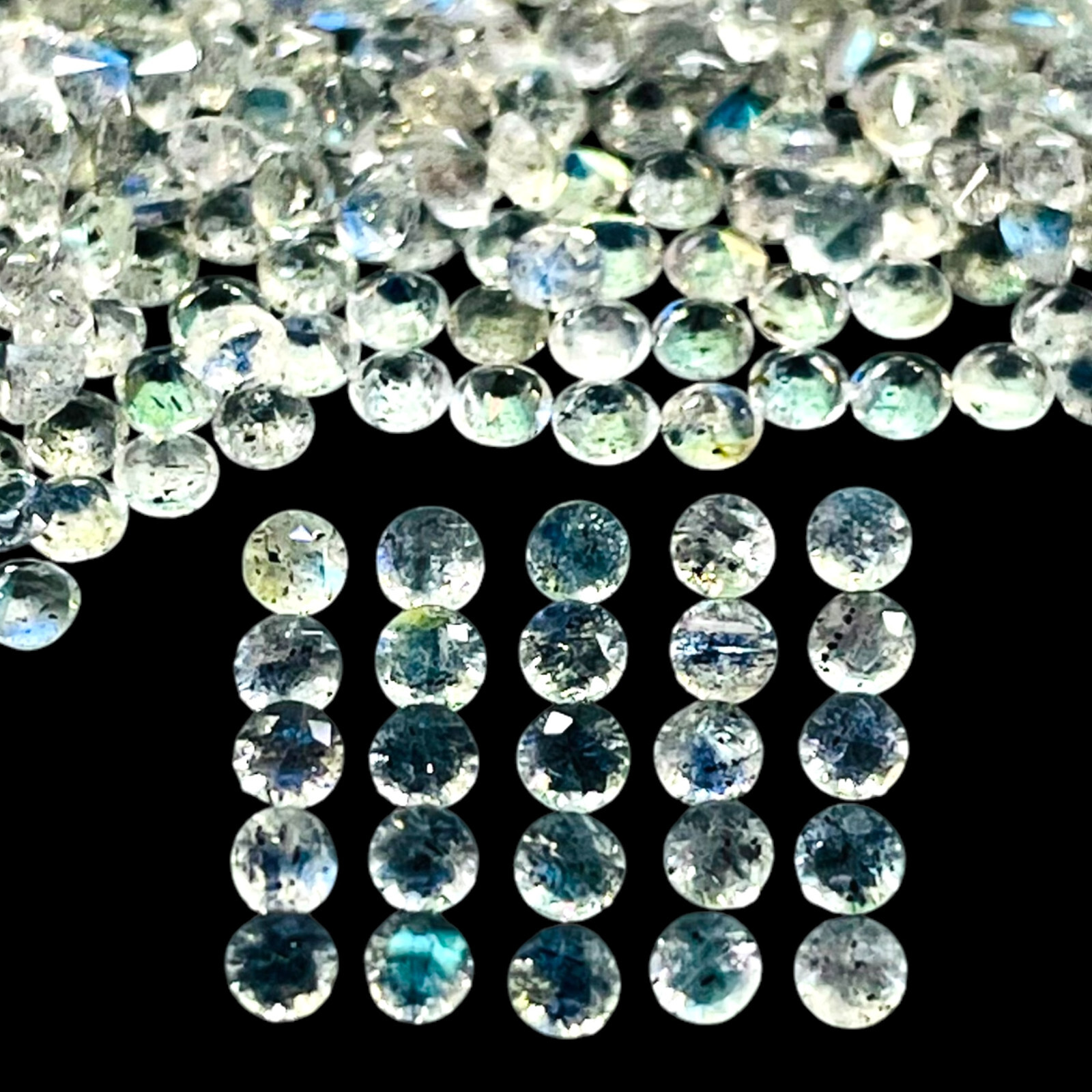 100 Pcs Natural Labradorite 2mm Round Diamond Cut Calibrated Loose Gemstones Lot