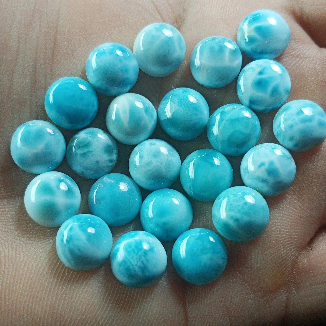 Top Quality Blue Larimar Round Cabochon Size 3x3mm To 10x10mm Loose Gemstone