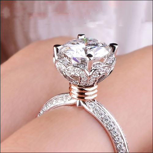 4Ct Lab Created Diamond With Accentes ngagement Ring 14K White Gold Over