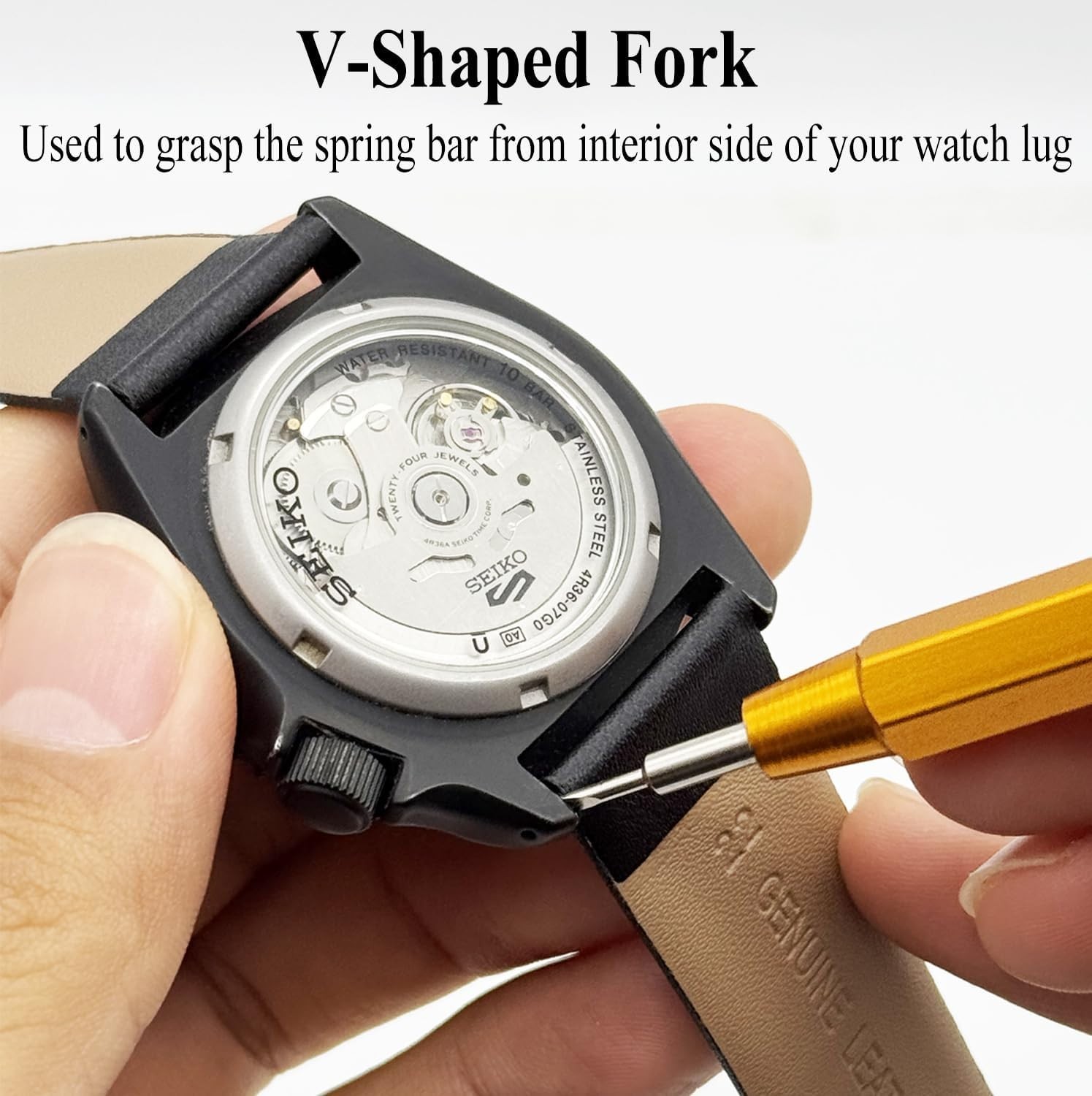 Compact Watch Band Tool Kit with Integrated Ruler & Backup Forks – Gold Accent