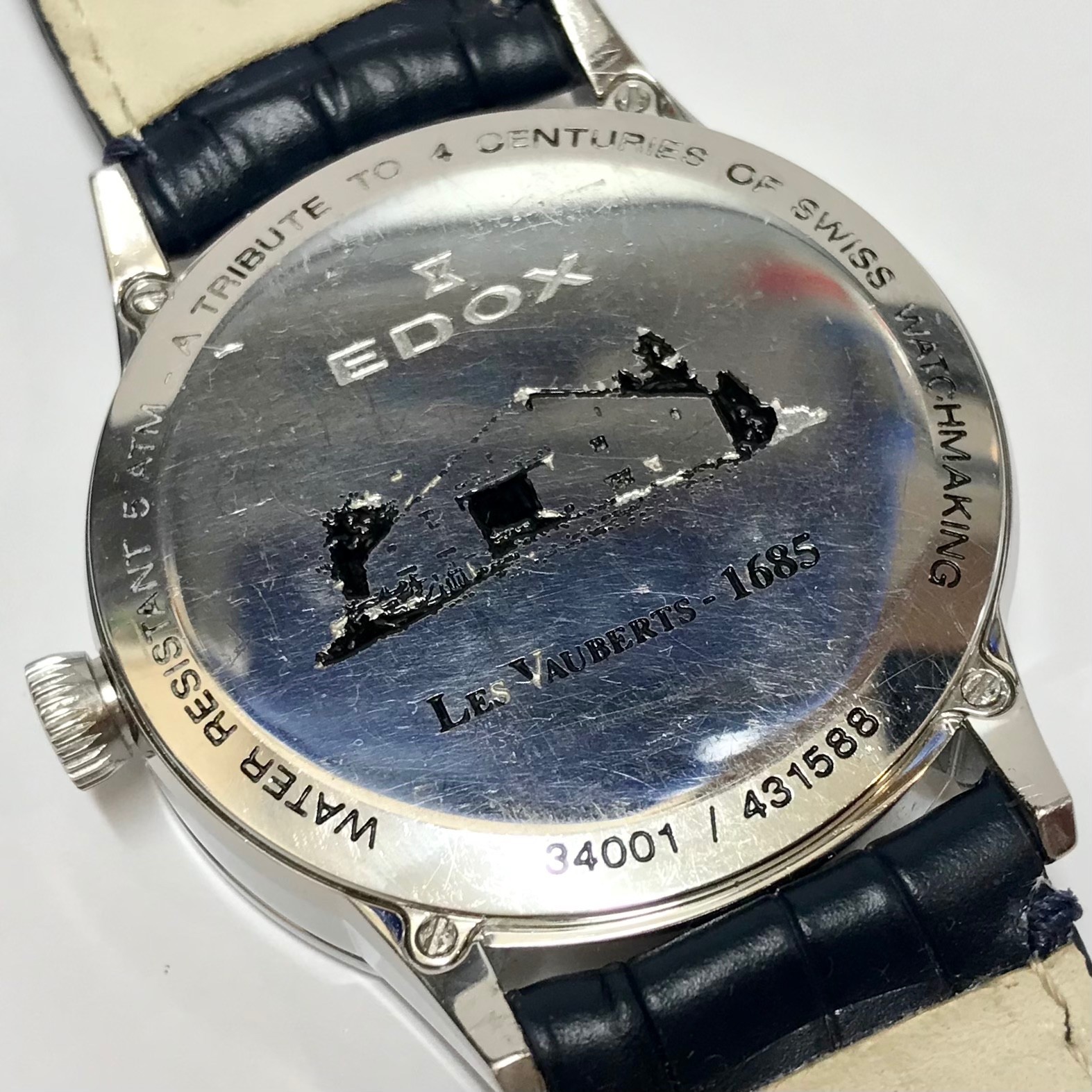 Edox Les Vauberts Day Retrograde set box ref. 34001 WR50 Watch