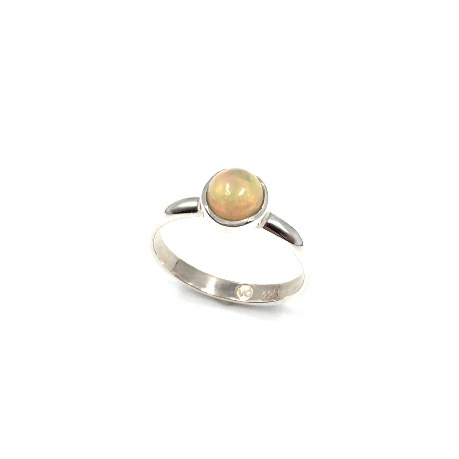 925 Sterling Silver Ring Opal 0.71ct Round Minimal Jewellery Modern 17.8mm 56