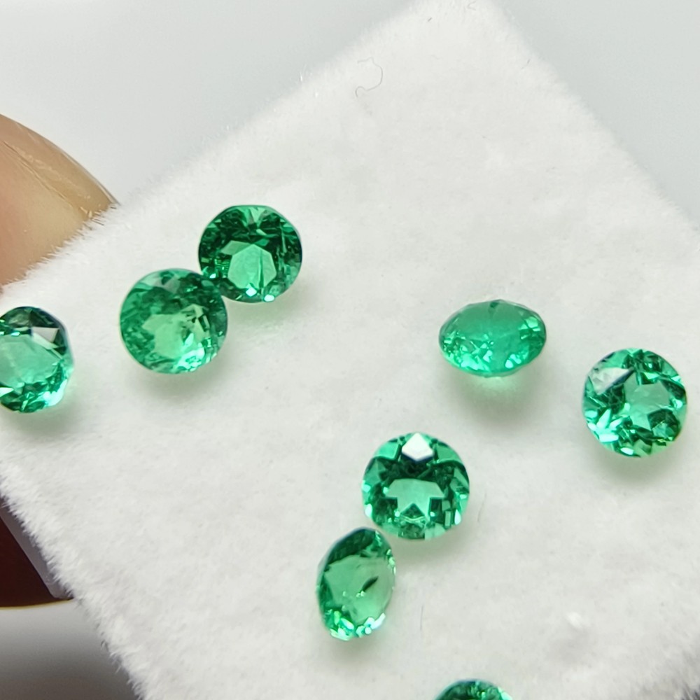 Lab Grown Columbia Emerald 3.98CT 10PCS Round Gemstones VVS1 for Jewelry Making