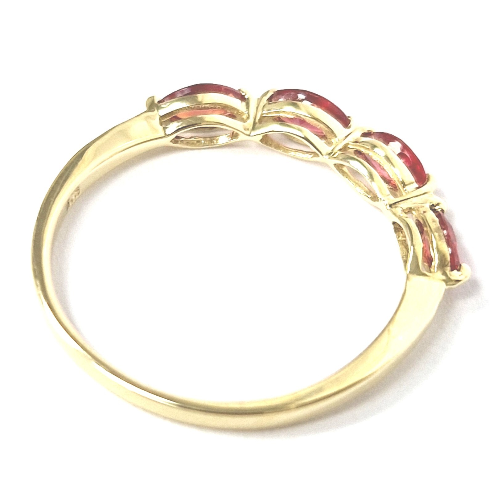 9ct Gold Blood Orange Zirconia Ring Size O Band UK Hallmarked 1.1g