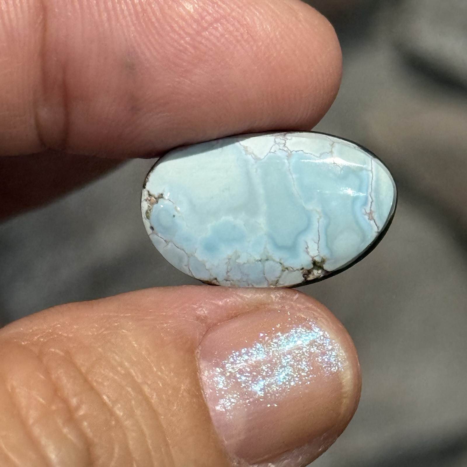 9.85ct 20.6x13x5mm Fine Powder Blue Gobi Turquoise Backed Cabochon Loose Gem