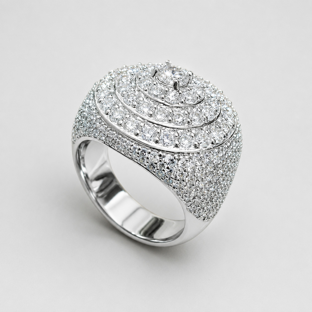Real Moissanite 4Ct Round Cut Men’s Pinky Engagement Ring 14K White Gold Plated