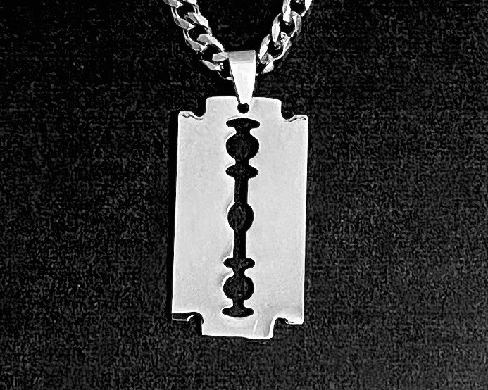 Stainless Steel Razor Blade Pendant Curb Link Chain Necklace Dimebag Neck chain