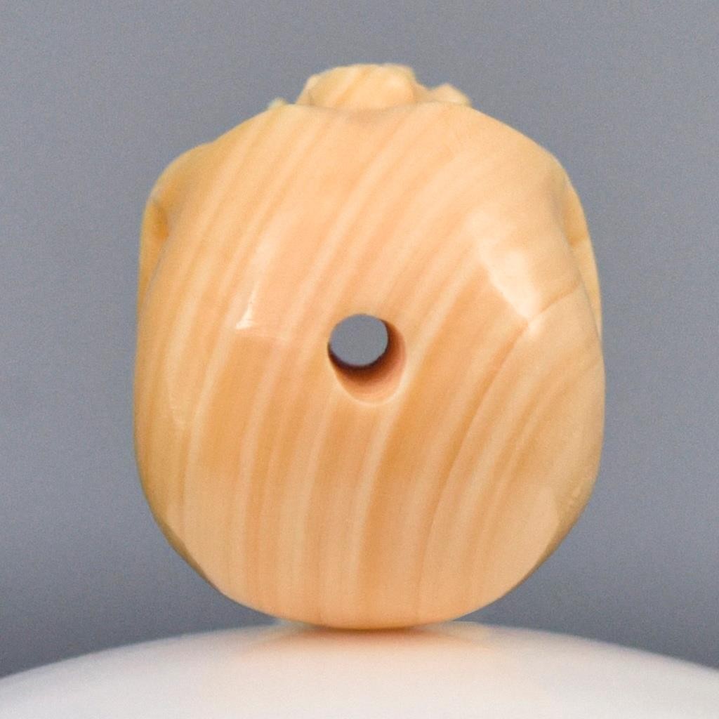 Human Skull Bead 11.65mm Apricot Shell Carving Handmade vertically drilled 2.10g