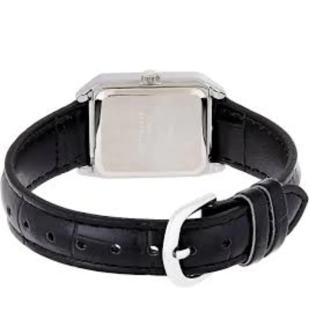 Casio LTP-V007L-7B1 Women’s Rectangular Dress Watch Black Leather Silver Dial