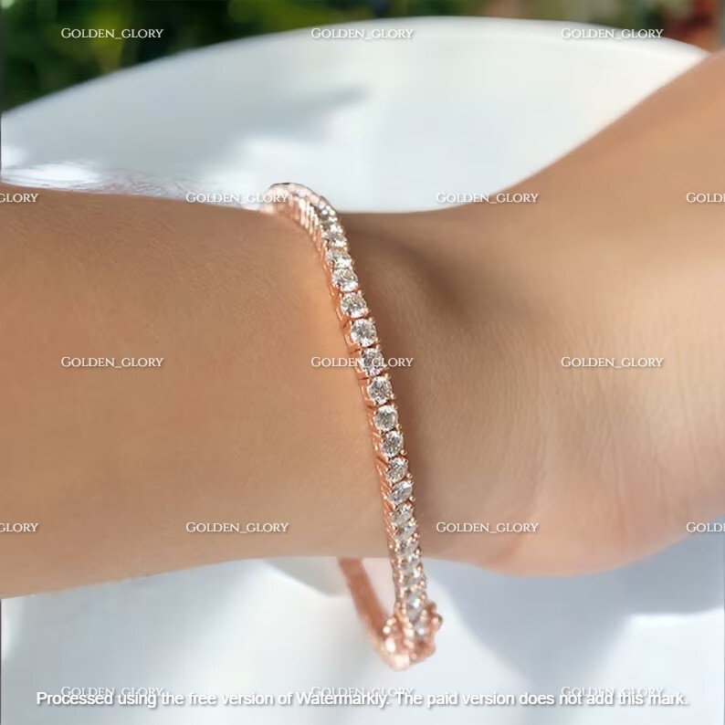 15Ct Round Cut 4MM Diamond 14k Rose Gold Finish Women’s Tennis Bracelet 7″ Inch