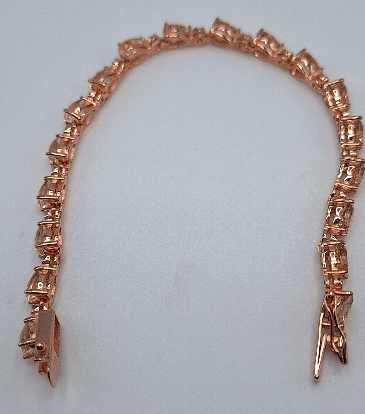 14.10ct Morganite Pear Cut Tennis Bracelet & Rose Gold Vermeil & Sterling Silver
