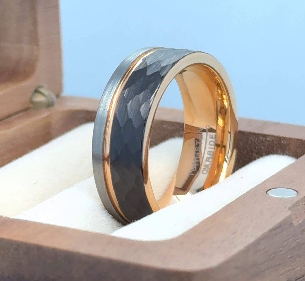 Husband Gift Ring Brushed Finish Ring Rose Gold Silver Black Tungsten Band