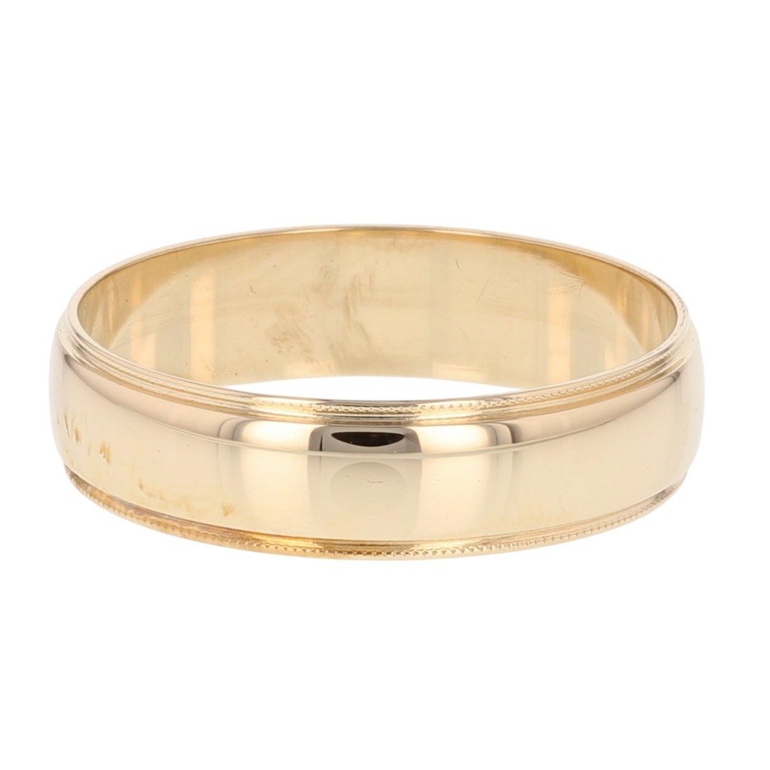 5.6mm Polished Milgrain Wedding Band Ring 14k Yellow Gold 4.05 Grams Size 11