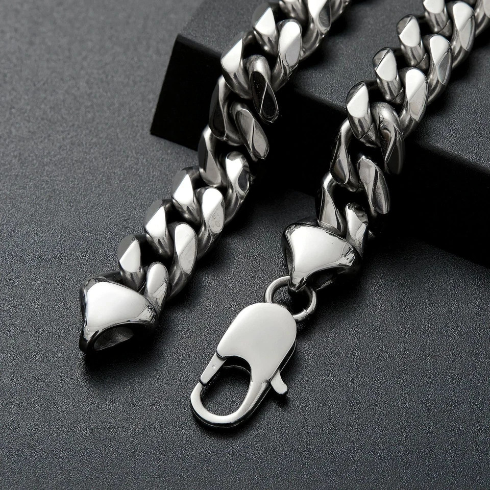 Hip Hop Width 3/5/7/9MM Cuban Link Stainless Steel Chains Necklace For Men Basic