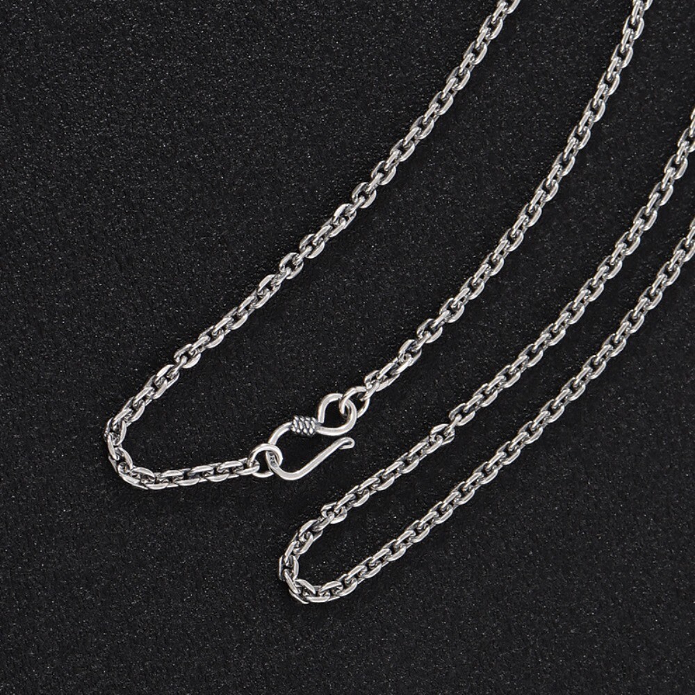 Real 925 Sterling Silver 3.2mm Cable Link Chain Necklace 19.7-27.6inch Available