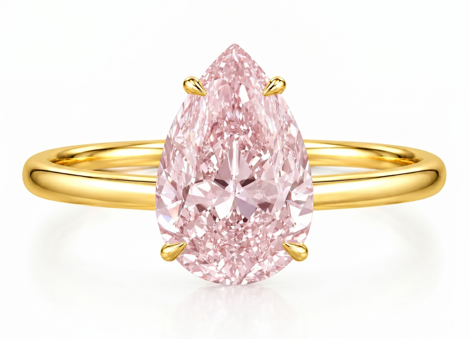 RARE 7.00 Ct Certified Pear Shape Pink Natural Diamond Ring Yellow Gold Finish