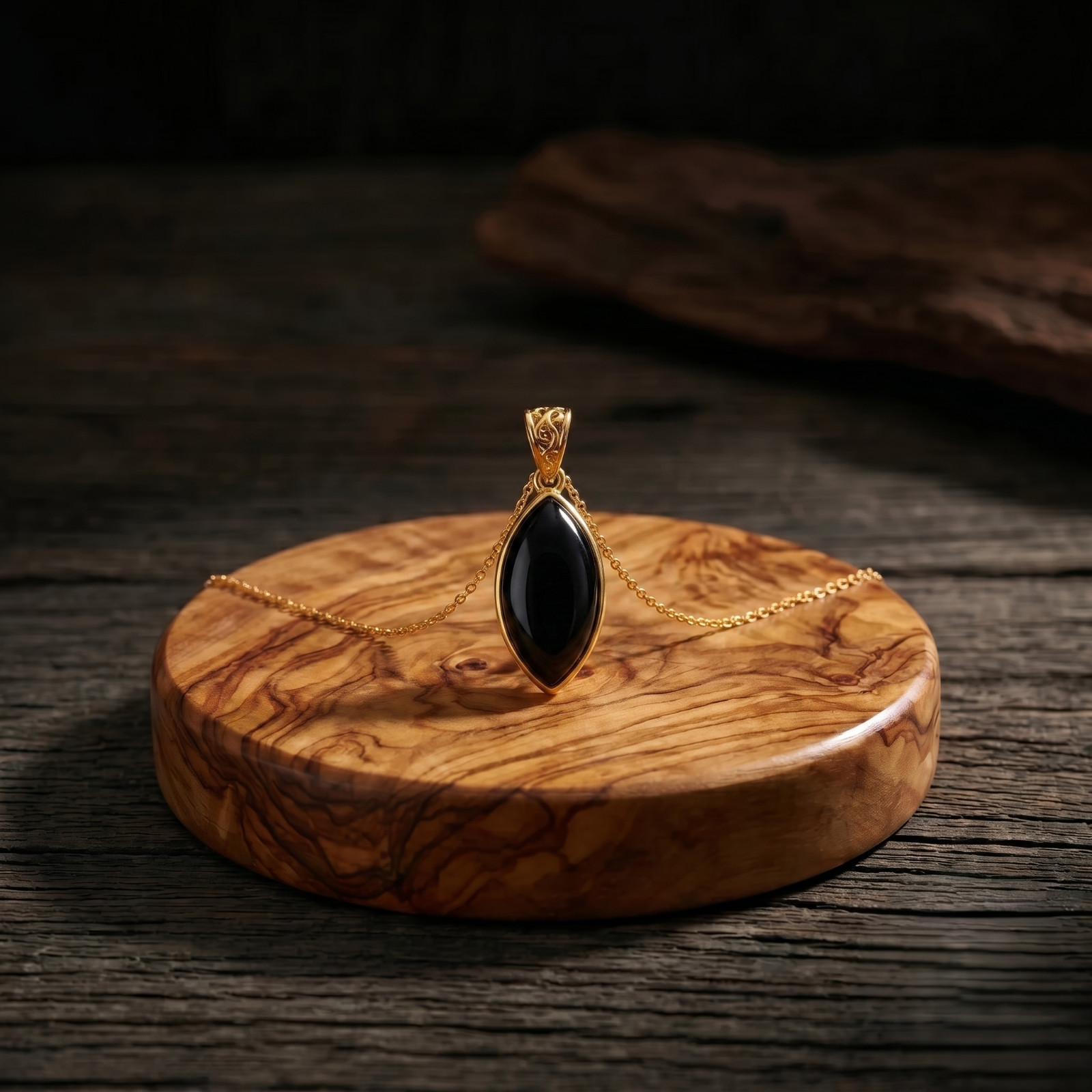 Minimalist Gold Plated Black Onyx Gemstone Pendant for Women | Classic Jewelry