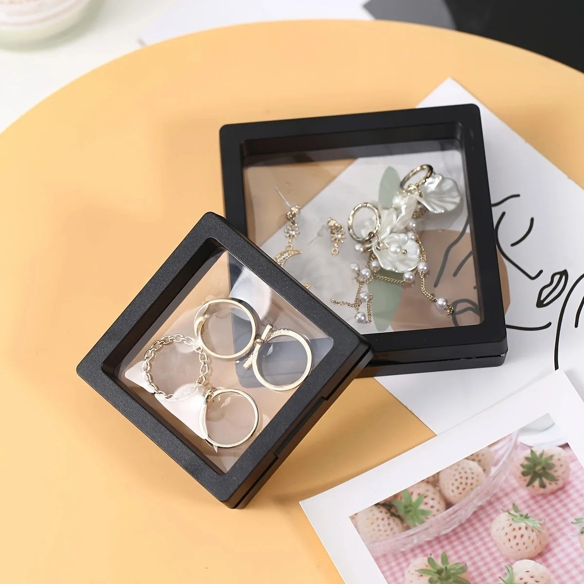 10PCS Floating Display Box 3D Suspension Jewelry Storage Case for Coins Rings