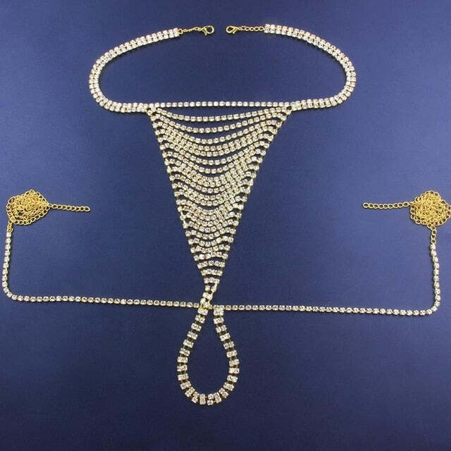 Crystal Thong lingerie Panty underwear Jewelry Belly Waist Chain Body Jewelry Bi