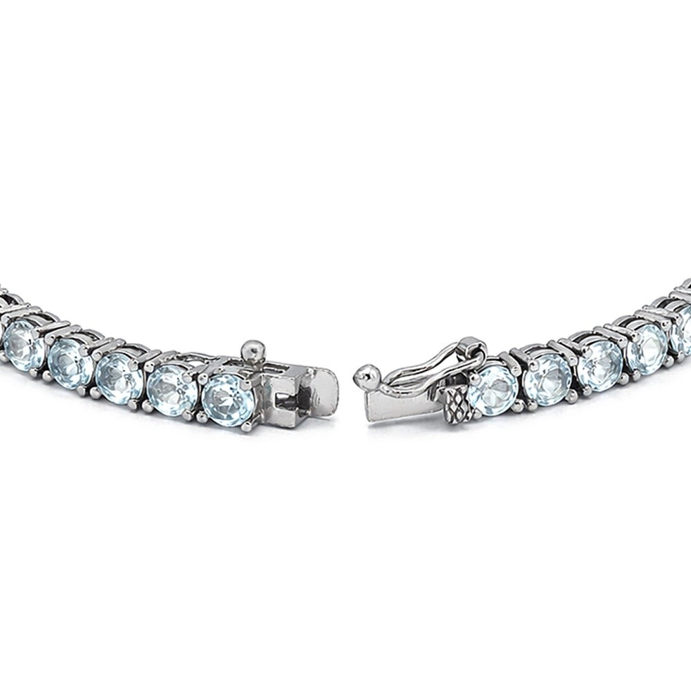 925 Sterling Silver Blue Topaz Mini Bracelet 7.25 inches