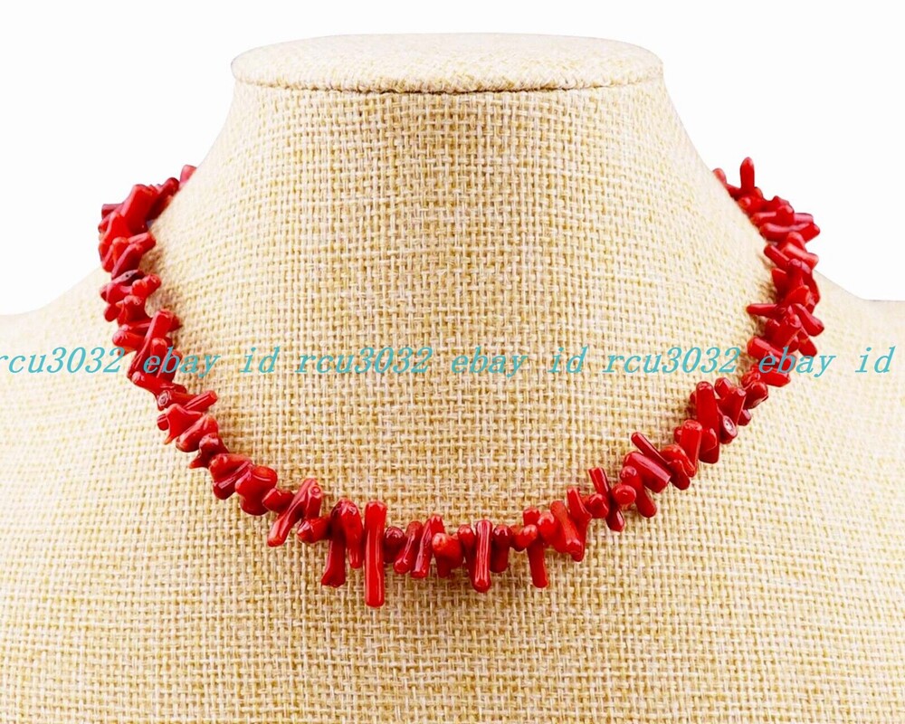 Boho Fashion Beautiful Natural Red Coral Irregular Chip Beads Necklace 14-36″