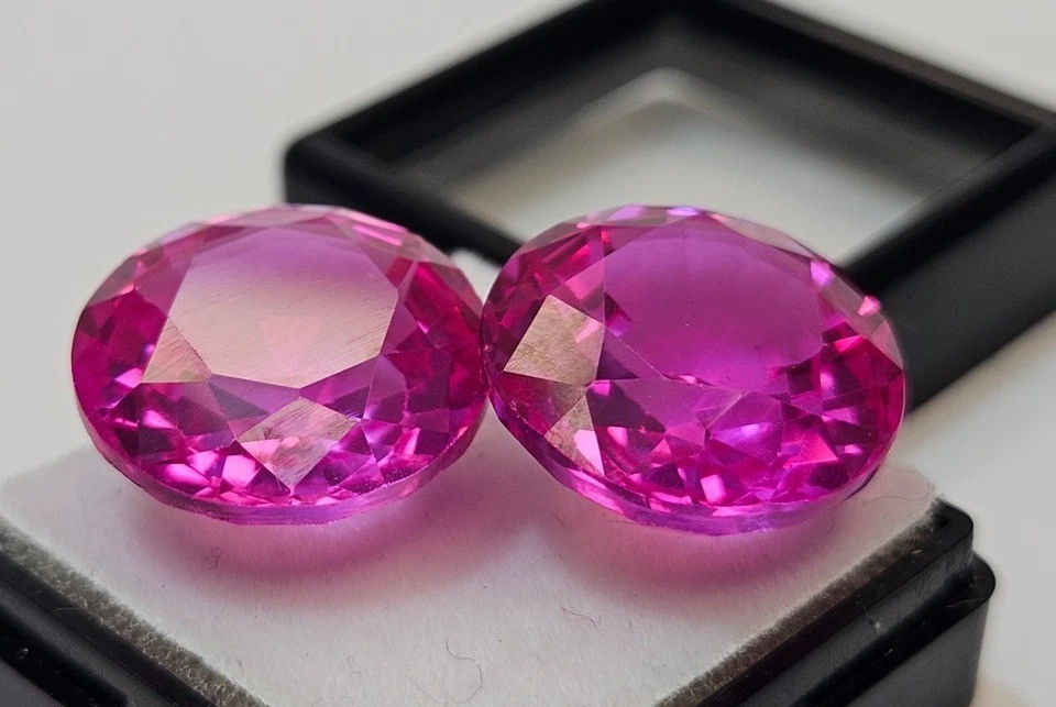 Beautiful Round Cut Pink Sapphire 36-37Ct Natural Pair Jewellery Making Gemstone