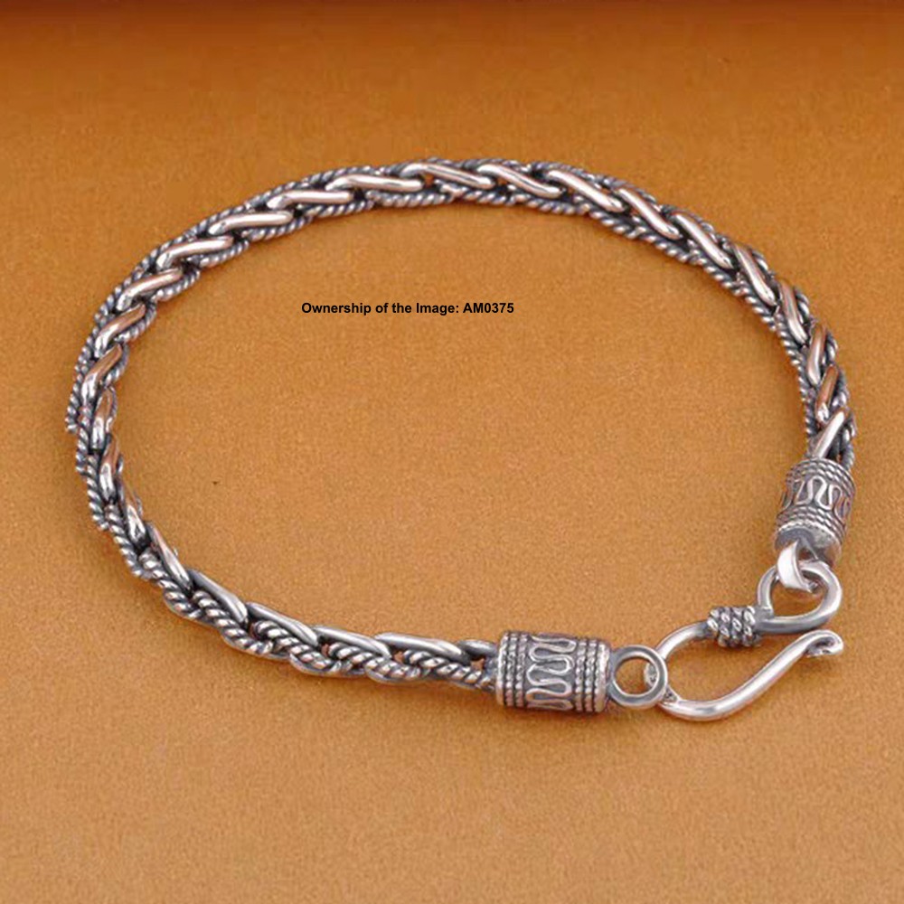 Pure 925 Sterling Silver 4mm Rope Link Chain Women Men’s Bracelet 7.5-8.26inch
