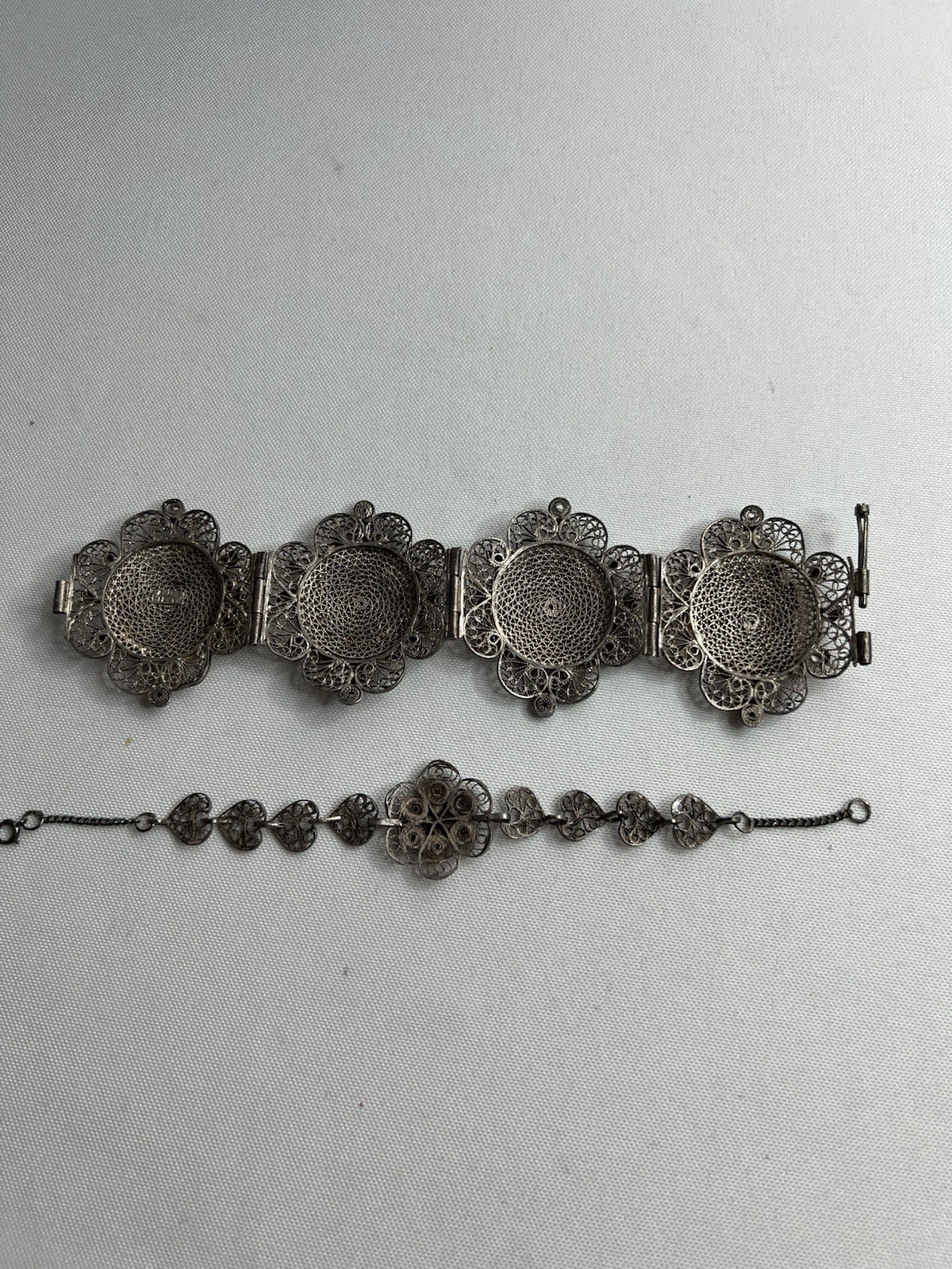 Vintage Egyptian Silver Souvenir Filigree Bracelets Lot Of 2 Made Egypt