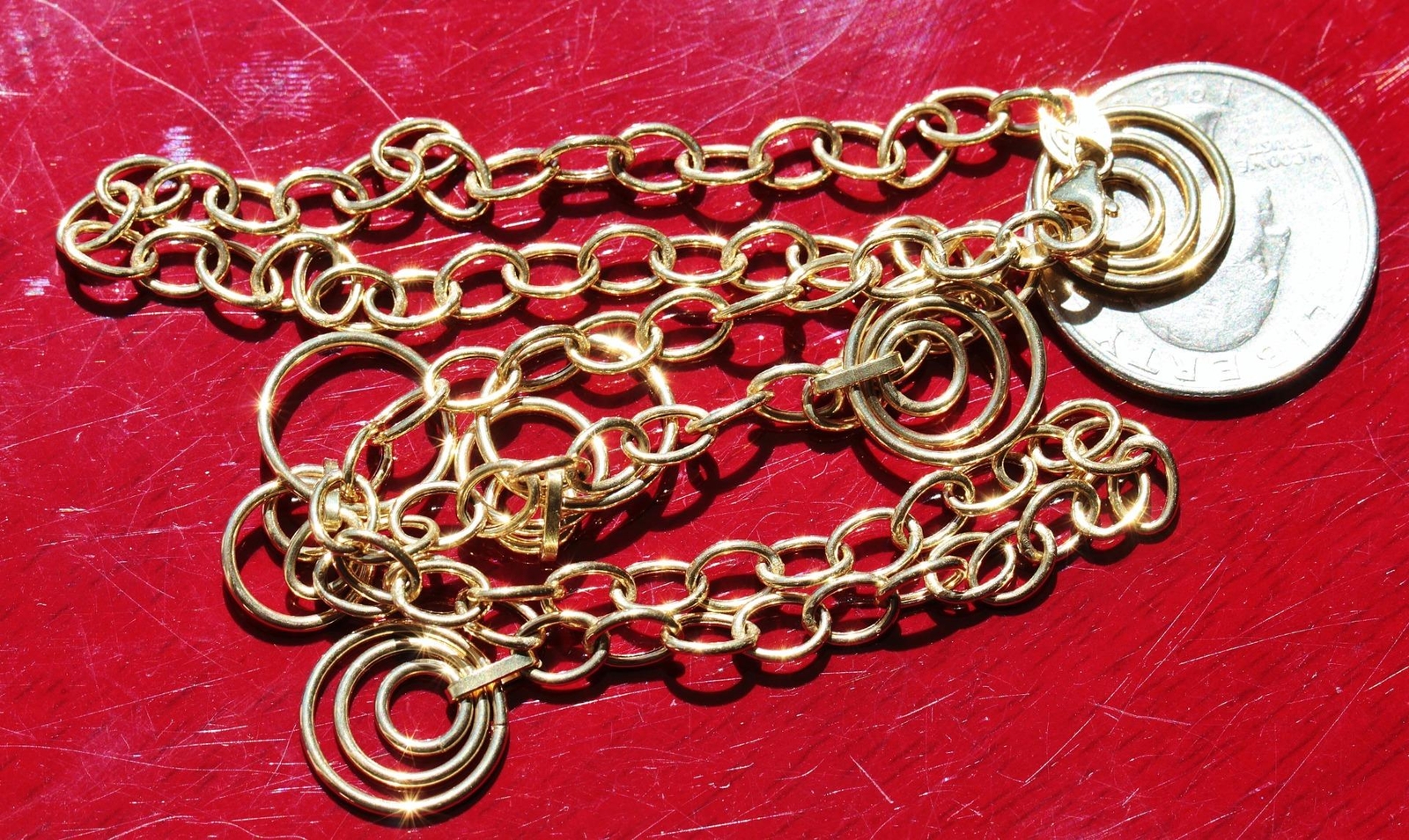 14k yellow gold necklace Italian 17.0″ fancy circular dangle 6.4gr EternaGold
