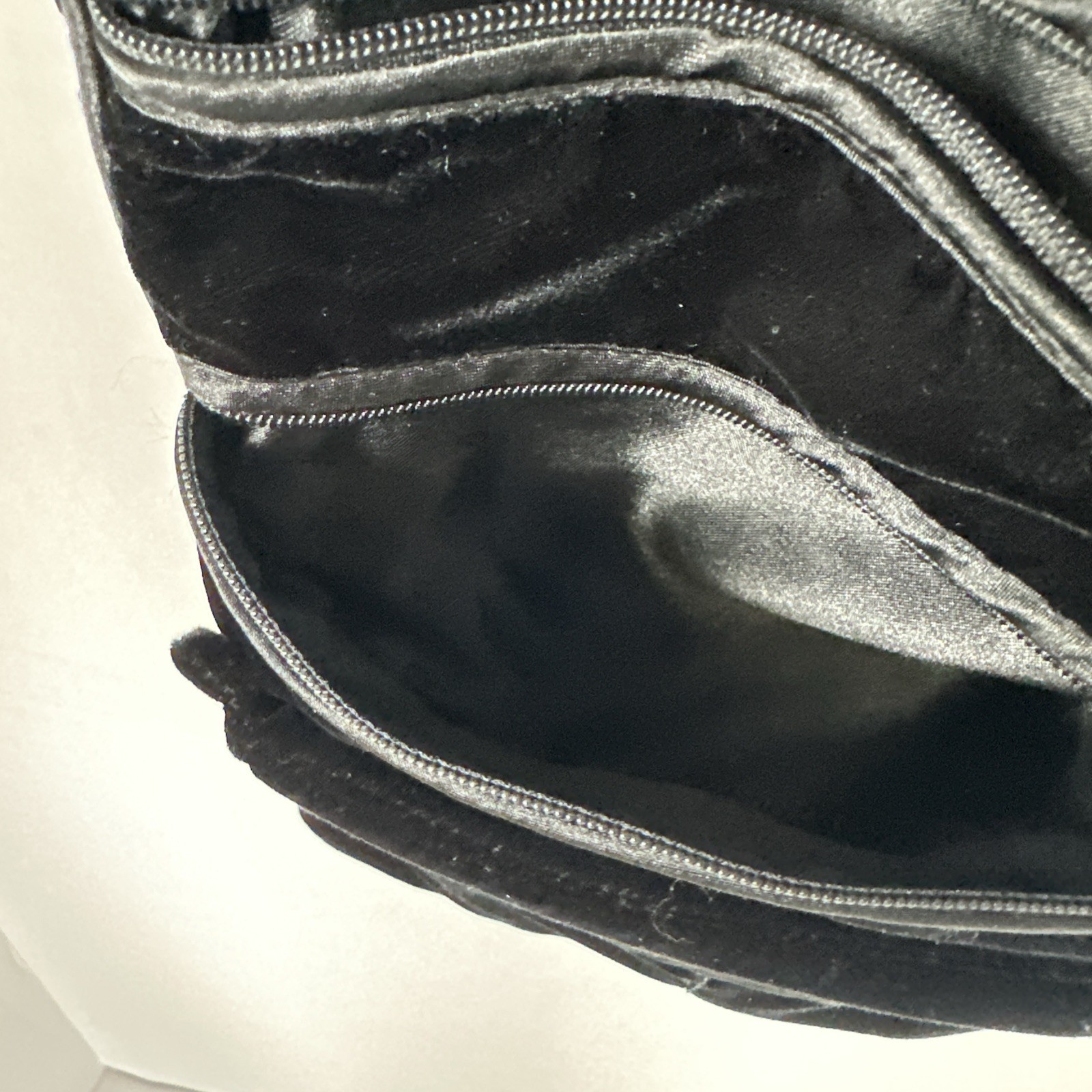 Black Velvet Jewelry Roll Travel Organizer Satin Lined Case Bag