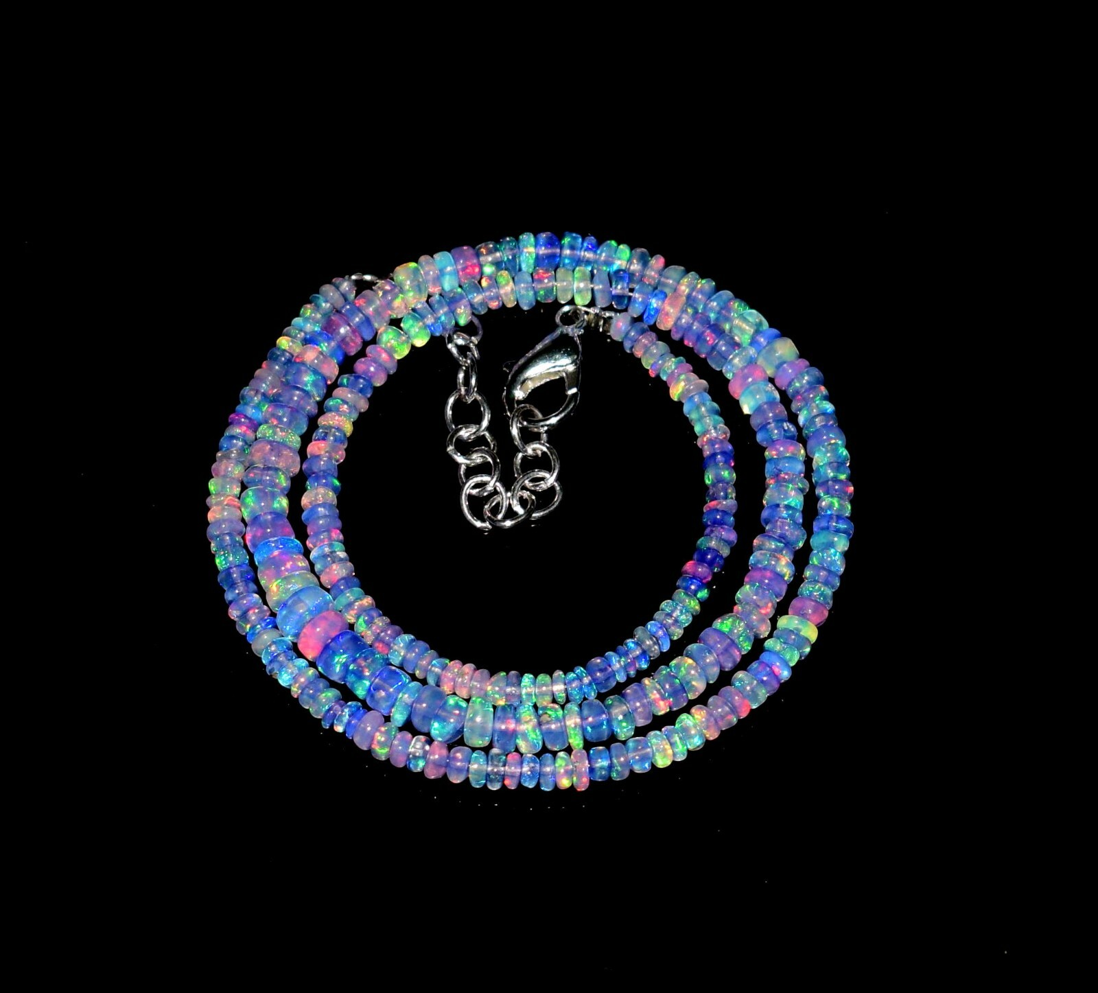 16″Natural Ethiopian Opal Wello Fire Opal Gemstone Bead Necklace Jewelry F0445